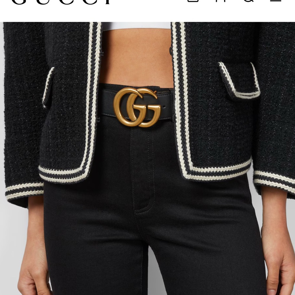 Gucci Double G Black Leather Women’s Belt - Picture 3 of 6